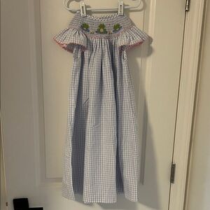 Blue and White Checkered Kids Dress